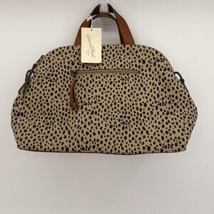 Universal Thread Cognac Leopard Print Double Handle‎ Faux Leather Bag VT8730 NWT